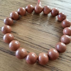 Genuine Goldstone Stretchy Bracelet on Red Cord